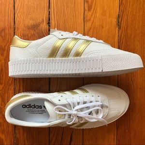 Adidas Sambarose Gold Stripe Womens Sz 9 NWT